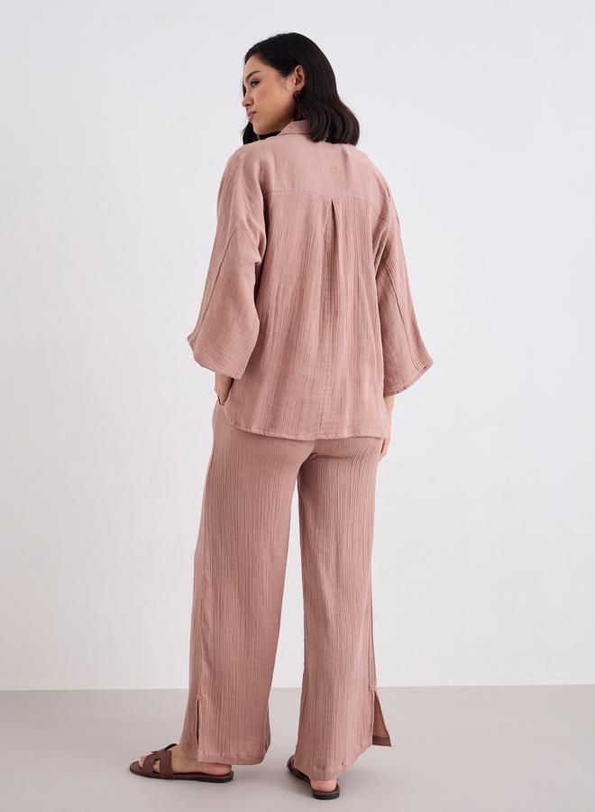 Styli Women Textured Oversized Shirt and Pants Co-Ords - Image 4