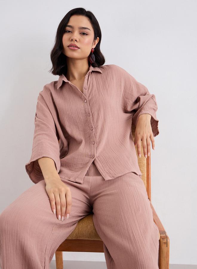 Styli Women Textured Oversized Shirt and Pants Co-Ords - Image 5