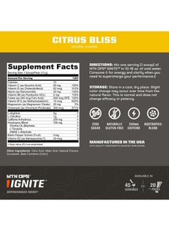 MTN OPS MTN OPS Ignite Trails Packs Energy Drink Powder | Gluten Free Nitric Oxide Supplement Drink Mix | L Arginine, L Citrulline, Caffeine & Nootropic Sugar Free Drink Mix | 20 Servings, Citrus Bliss  - Image 2