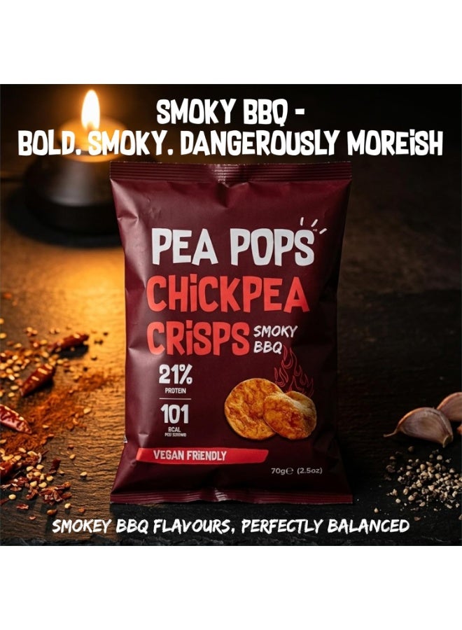 Pea Pops Healthy Chickpea Crisps - Low Calorie, Gluten Free, 28% Protein Snacks that are Popped Not Fried (70g, Smoky BBQ) - Image 5