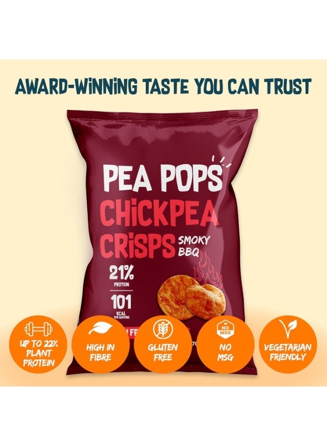 Pea Pops Healthy Chickpea Crisps - Low Calorie, Gluten Free, 28% Protein Snacks that are Popped Not Fried (70g, Smoky BBQ) - Image 3