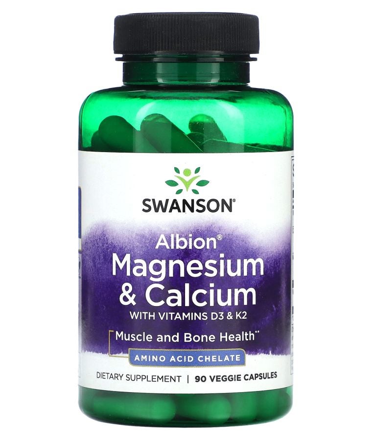 Albion Magnesium & Calcium with Vitamins D3 & K2 90 Veggie Capsules