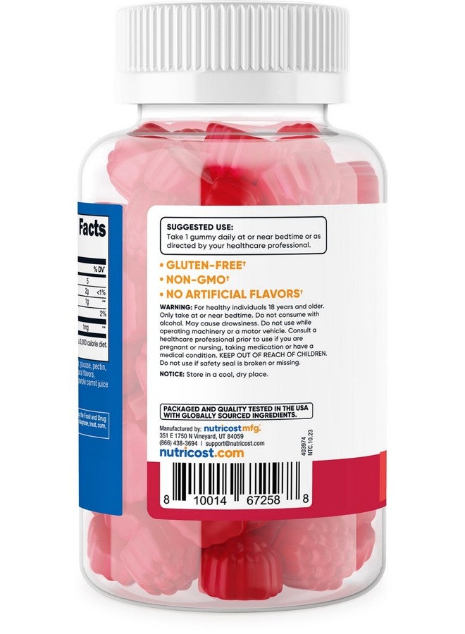 نيوتريكوست ميلاتونين 1 مجم، 180 علكة بنكهة الفراولة - خالية من الجلوتين، غير معدلة وراثيًا، بدون شراب الذرة - Image 4
