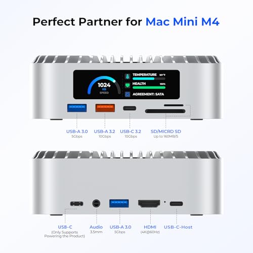 RayCue AllinOne Dock for Mac mini M4 with Smart Displays NVMeSATA SSD Enclosure 4K60Hz HDMI 10G USBAC 5G USBA2 USBC Charging SDTF Audio Mac mini M4 HUB Docking Station2024 - Image 3