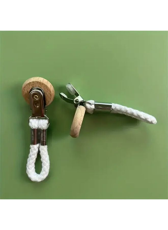 مشابك المناشف من الفولاذ المقاوم للصدأ بلون المشمش مع حبل قطني، منظف الحمام المثبت على الحائط، تخزين موفر للمساحة - Image 3