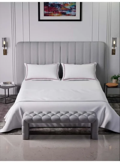 MULBERRY LIVING 100% قطن - 400Tc Sovereign Whites Queen Size (250X260 سم) ملاءة سرير مسطحة مع غطائي وسادة (50X75 سم) - أبيض