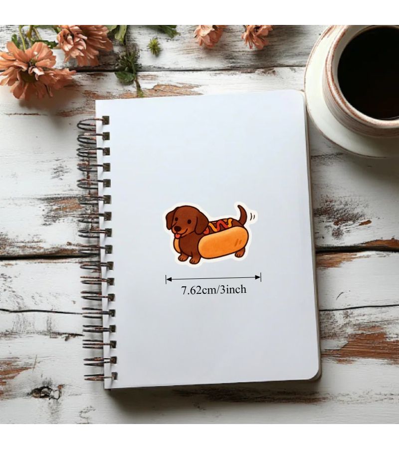 ملصق فينيل لاصق للاستخدام مرة واحدة - داكسهوند هوت دوج - قطعة واحدة - Image 2