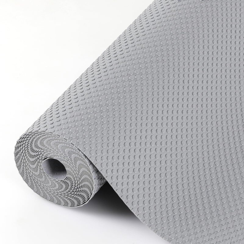Hersvin Shelf Liners 12in x 20ft Kitchen Drawer Mats NonAdhesive EVA Cupboard Protector Cabinet Lining Light GrayDot
