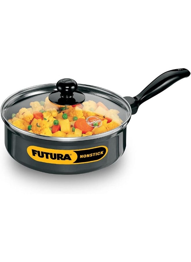 Hawkins Futura Nonstick Curry Pan Saute Pan 2 Litre 20 cm 3.25 mm with Glass Lid Black  - Image 1