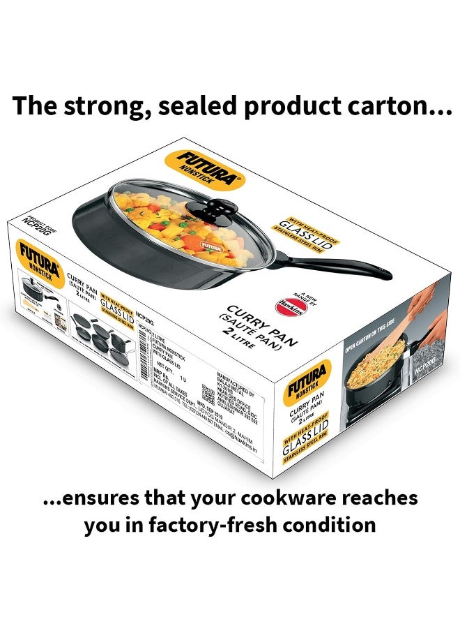 Hawkins Futura Nonstick Curry Pan Saute Pan 2 Litre 20 cm 3.25 mm with Glass Lid Black  - Image 5