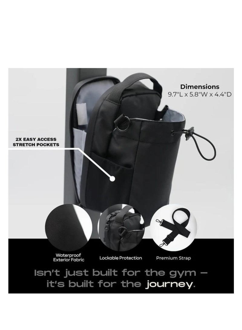 AL RAID Magnetic Gym Bag with Lockable Zippers & Built-in Phone Holder | Attaches to Metal Surfaces | Hands-Free Workout Filming | Gym-Approved Design with Smart Storage & Bottle Holder – Black (Bottle Not Included) - Image 5