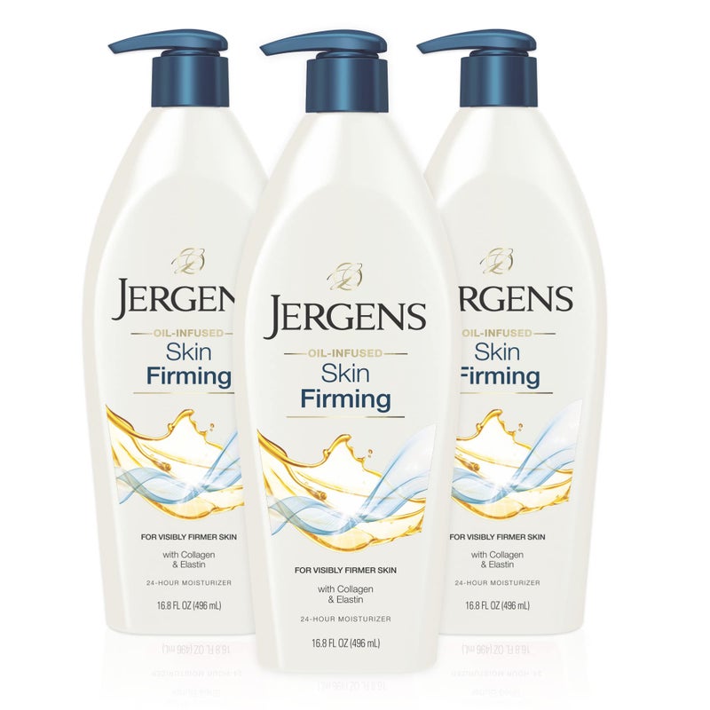 Jergens Jergens Skin Firming Body Lotion for Dry to Extra Dry Skin Skin Tightening Cream with Collagen and Elastin Dermatologist Tested Hydralucence Blend Formula 168 Oz Pack of 3