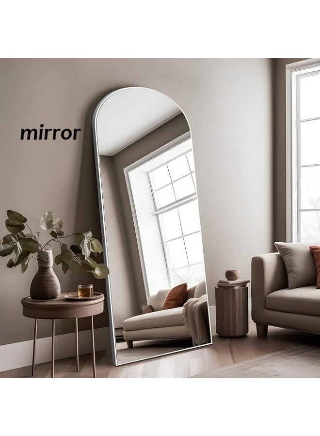 Vphom Arched Full Length Mirror with Stand, 160x60cm Arch Floor Mirror, Full Body Wall Mirror Hanging, Leaning or Freestanding, HD Explosion-Proof Glass, Aluminum Frame Decorative Mirror for Bedroom, Living Room & Dressing Area – White - Image 4