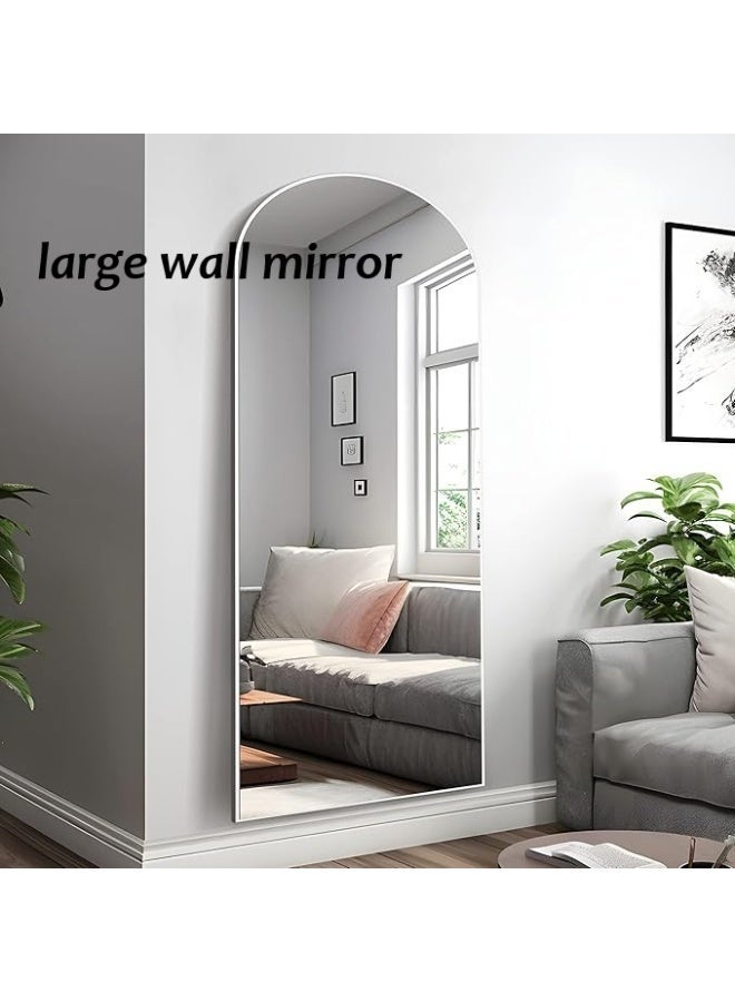 Vphom Arched Full Length Mirror with Stand, 160x60cm Arch Floor Mirror, Full Body Wall Mirror Hanging, Leaning or Freestanding, HD Explosion-Proof Glass, Aluminum Frame Decorative Mirror for Bedroom, Living Room & Dressing Area – White - Image 3