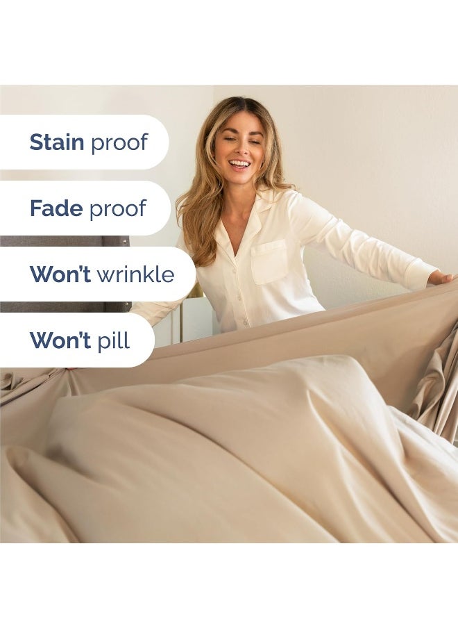 CGK Unlimited - King Size Sheet Set - 6 Piece Set - Hotel Luxury Bed Sheets - Extra Soft - Deep Pockets - Easy Fit - Breathable & Cooling Sheets - Wrinkle Free - Cream Bed Sheets - Kings Sheets - 6 PC Sheets - Image 1