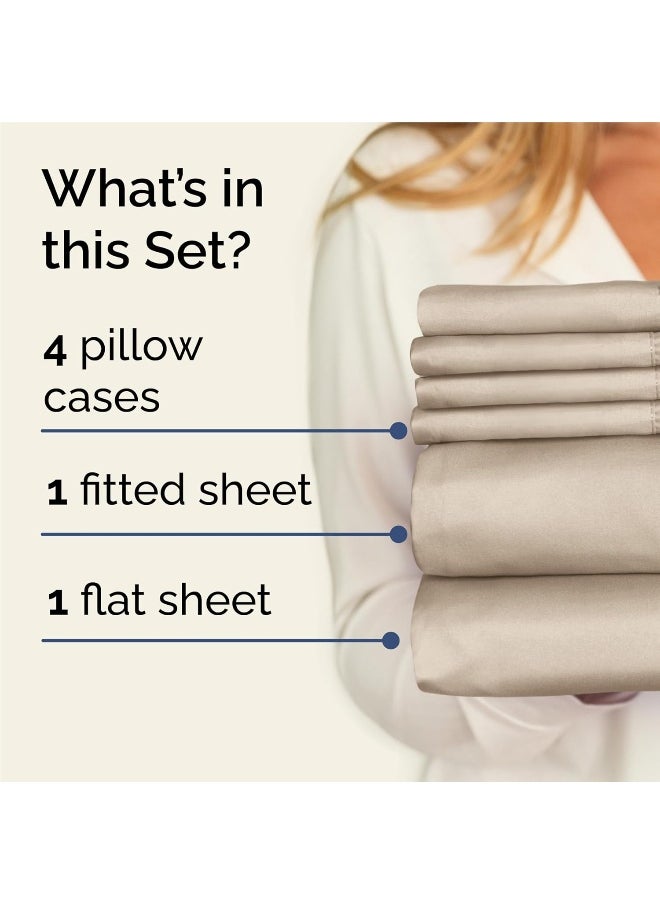 CGK Unlimited - King Size Sheet Set - 6 Piece Set - Hotel Luxury Bed Sheets - Extra Soft - Deep Pockets - Easy Fit - Breathable & Cooling Sheets - Wrinkle Free - Cream Bed Sheets - Kings Sheets - 6 PC Sheets - Image 1