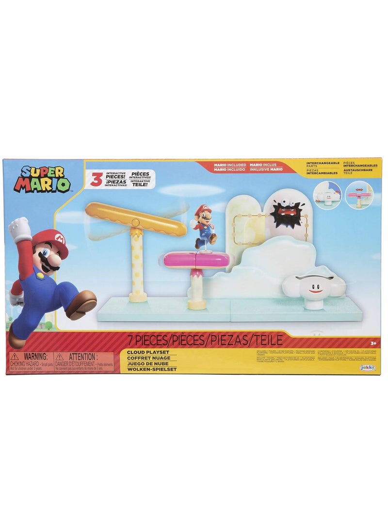 Jakks Super Mario Cloud Playset Includes 2.5 Inch Mario Figure  - Image 1