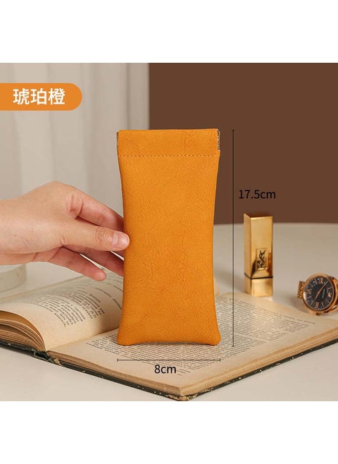 Portable Eyeglass Case Automatic Closure Amber Orange