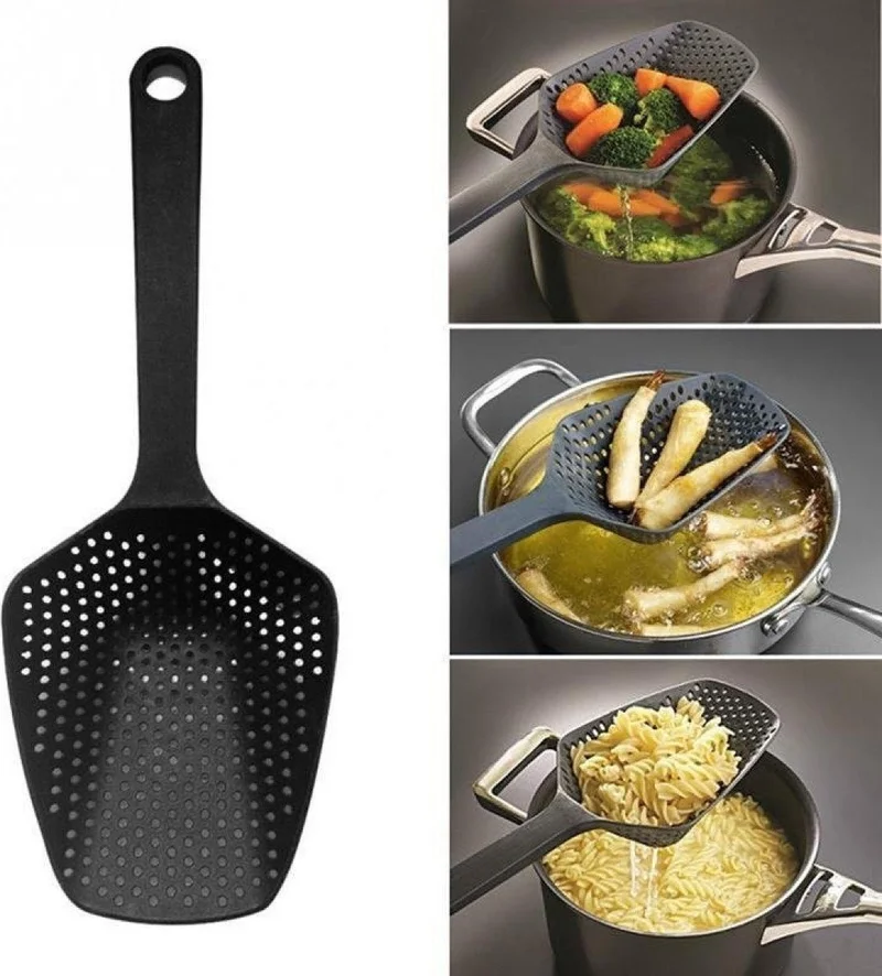 5 دي ام Heat Resistant Plastic Frying and Vegetable Boiling Ladle with Strainer