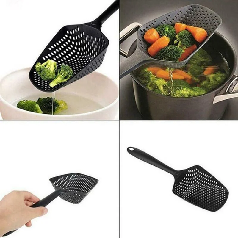 5 دي ام Heat Resistant Plastic Frying and Vegetable Boiling Ladle with Strainer