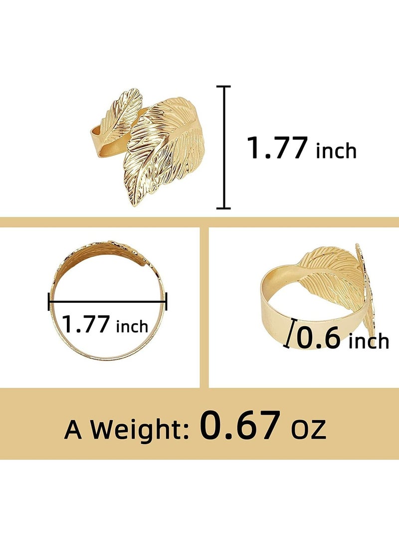 Leaf Shape Napkin Rings, 12Pcs Gold Napkin Rings for Table Setting Anniversary, Birthday Thanksgiving, Party Table Setting, Leaf Alloy Open Napkin Ring Hotel Table Napkin Ring - Image 4