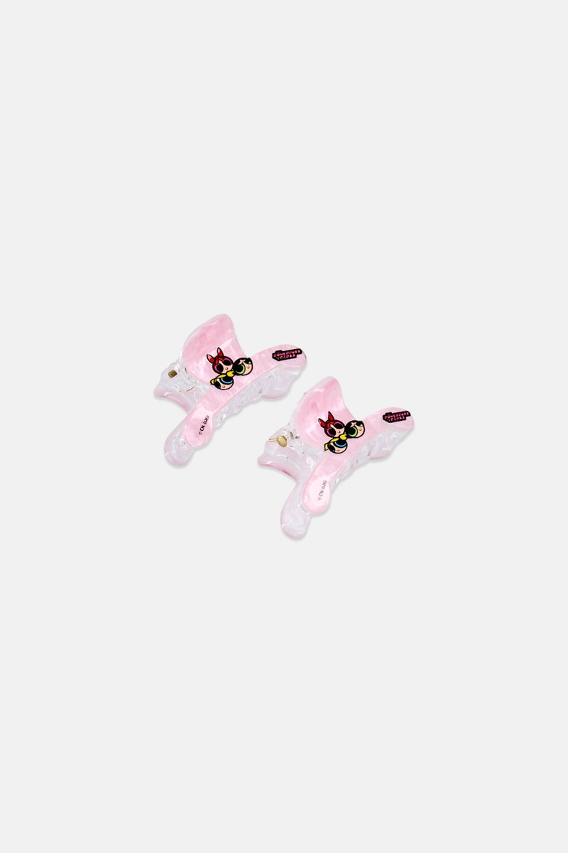 The Powerpuff Girls Kids Girl 2 Pieces Hair Claw Clips Set, Pink - Image 3
