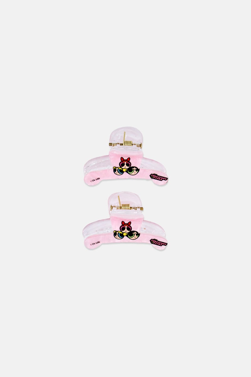 The Powerpuff Girls Kids Girl 2 Pieces Hair Claw Clips Set, Pink - Image 2