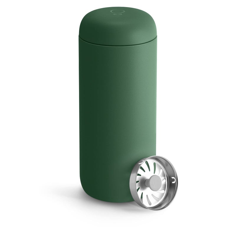 Fellow 16 oz Carter Move Travel Mug  VacuumInsulated Stainless Steel Travel Coffee Mug  Coffee Tumbler with Ceramic Interior and Splash Guard  Cargo Green
