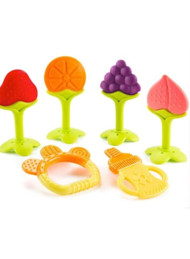 6 Pack Baby Teether Toys, Newborn Infant Baby Teethers Freezer Safe Silicone Baby Teether Toys, Teething Toys for Babies 0-6 Months  - Image 1