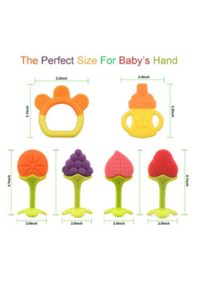 6 Pack Baby Teether Toys, Newborn Infant Baby Teethers Freezer Safe Silicone Baby Teether Toys, Teething Toys for Babies 0-6 Months  - Image 2