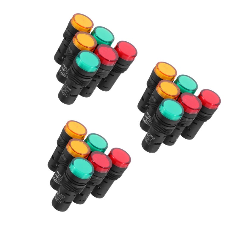 18 Pcs Panel Mount Indicator Light Green Red Yellow Lamp (24V Yellow +24V Red +24V Green, 2Pcs/Each) - Image 5
