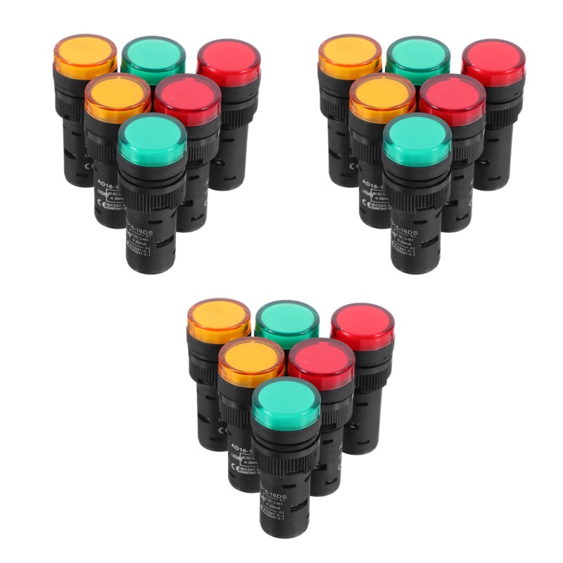 18 Pcs Panel Mount Indicator Light Green Red Yellow Lamp (24V Yellow +24V Red +24V Green, 2Pcs/Each) - Image 3