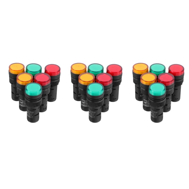 18 Pcs Panel Mount Indicator Light Green Red Yellow Lamp (24V Yellow +24V Red +24V Green, 2Pcs/Each) - Image 4