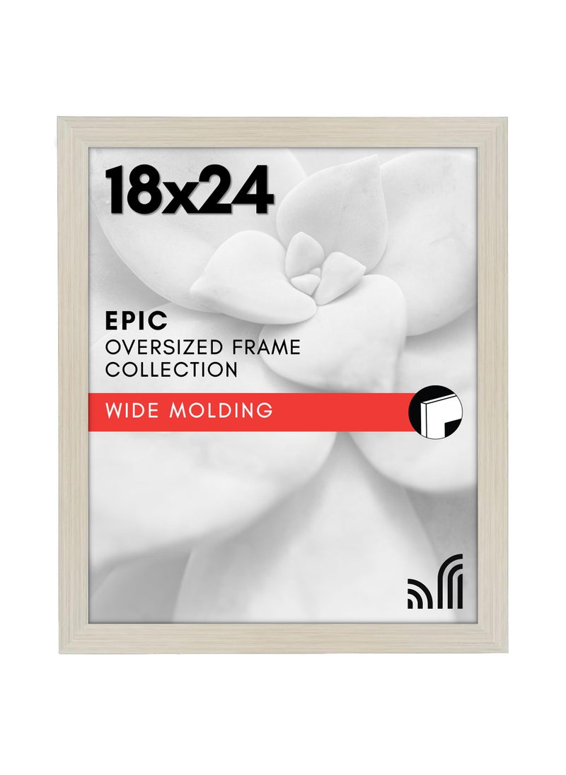 Americanflat - Americanflat 18x24 Poster Frame with Polished Plexiglass  Wide Picture Frames Made of Engineered Wood for Vertical or Horizontal Wall Display  Epic Collection  Light Wood - Image 1