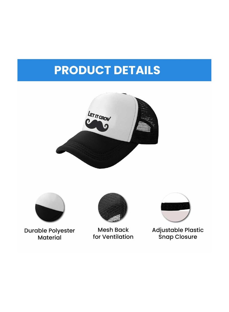 PRINTSHOP4ME Movember Foam Mesh Cap With Adjustable Plastic Closure For Men And Women–Stylish Cap With Mustache Design–Perfect For Movember Awareness Campaigns - Image 5