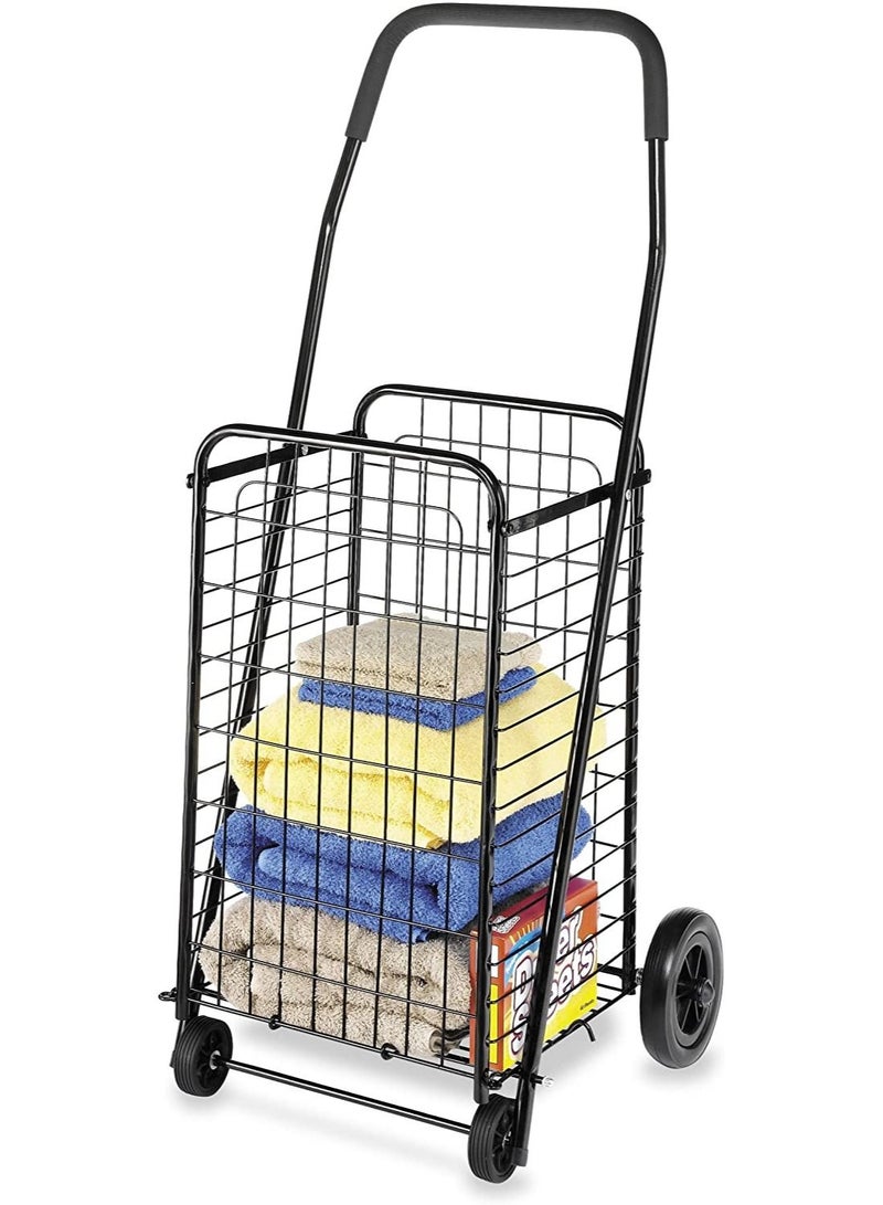 DubaiGallery Black Heavy Duty Portable Folding Shopping Utility Cart Trolley - Image 4