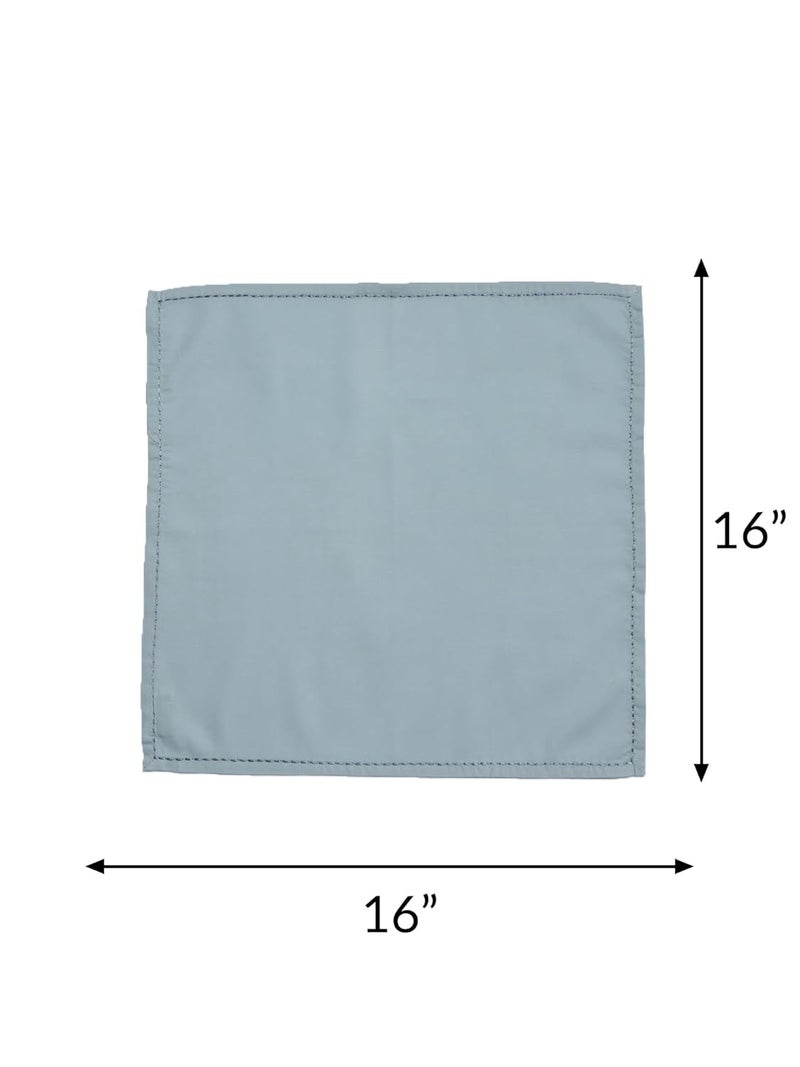 Zeba World Dinner Table Napkins 100% Cotton Set of 6 pcs | Embroidered Chawal Taka | Washable and Reusable Napkins for Dinner Table - Blue Grey - 16x16 inches (40x40cms) (Pack of 6) - Image 3