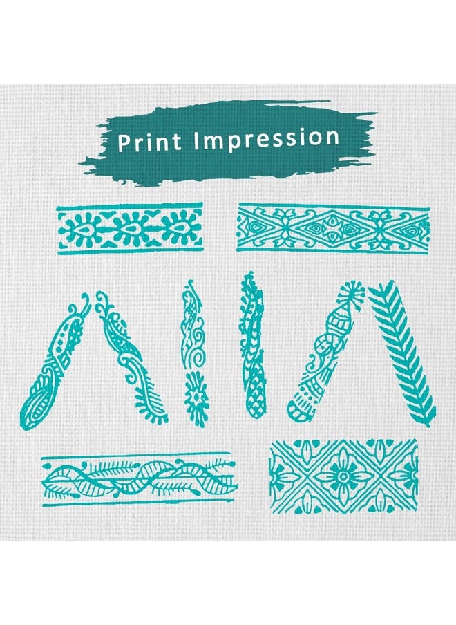Hashcart Hashcart Wooden Indian Traditional Design Printing Stamps / Blocks for Printing Saree Border / Dresses / Craft Card Making / Scrapbook / Clay Pottery (Set of 10)  - Image 3
