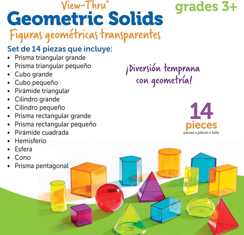 Learning Resources أشكال هندسية شفافة - مستلزمات ضرورية للفصل الدراسي، لوازم المعلمين، مجموعة الهندسة، كتل الأنماط، التعليم المنزلي، أشكال مدرسية ثلاثية الأبعاد للتعليم، أساسيات أدوات الرياضيات - Image 5