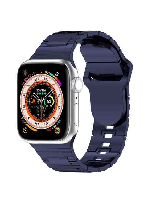Replacement Strap For Apple Watch Ultra 2 49mm Square Buckle Armor Style Silicone Watch Band Plating Blue