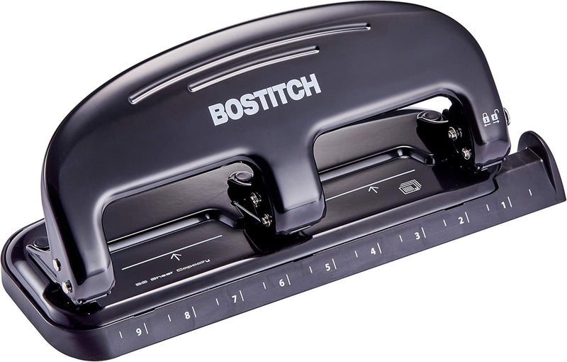 Bostitch Office EZ Squeeze 20 Sheet Standard 3 Hole Punch, Metal Construction, Silver/Black (HP20) - Image 1