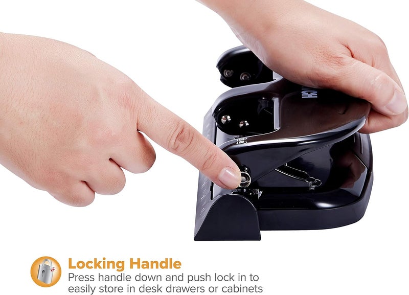Bostitch Office EZ Squeeze 20 Sheet Standard 3 Hole Punch, Metal Construction, Silver/Black (HP20) - Image 4