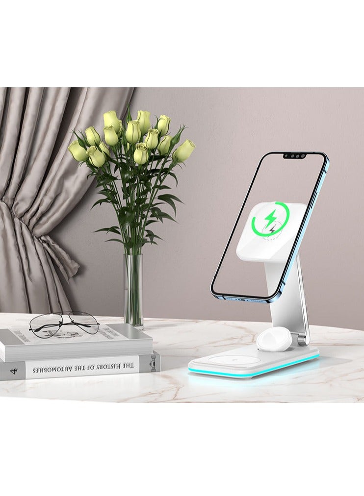 Yesido High Quality Magnetic 3 in 1 Foldable Desktop Wireless Charging Stand for iPhone DS17 - Image 2