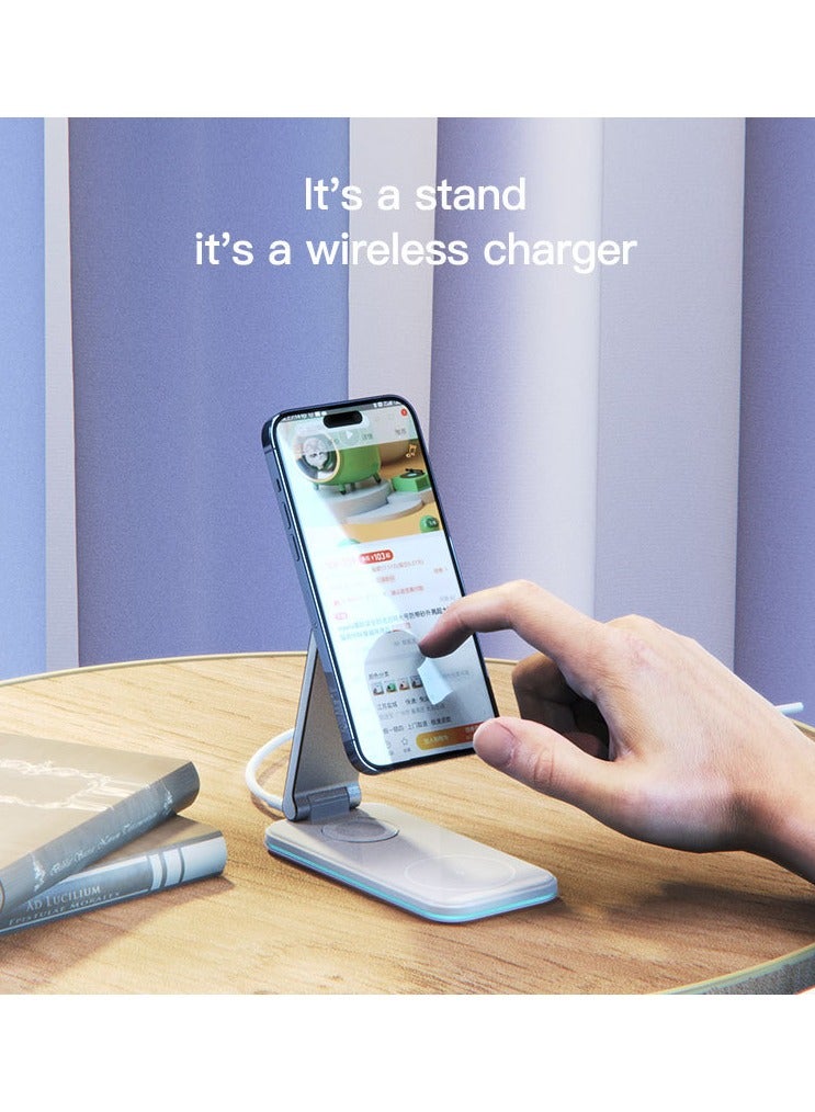 Yesido High Quality Magnetic 3 in 1 Foldable Desktop Wireless Charging Stand for iPhone DS17 - Image 3