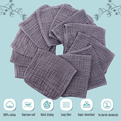 Cute Castle 12 Pack Muslin Burp Cloths for Baby - Ultra-Soft 100% Cotton Baby Washcloths - Large 20'' by 10'' Super Absorbent Milk Spit Up Rags - Burpy Cloths for Unisex, Boy, Girl - Grey - Image 2