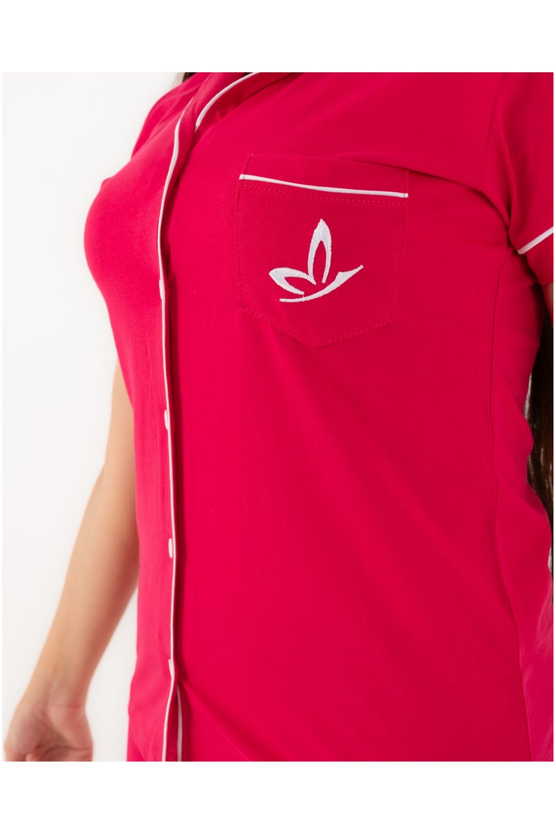 Women's 100% Cotton Summer Pajama Set - Fuchsia Barbie,2 Pcs, Trendy & All-Age Appropriate. - Image 4