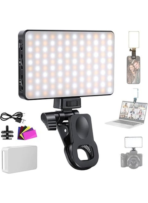 Rechargeable LED Selfie Phone Light with Clip – Adjustable Color Temperature 2500-9000K, 3000mAh Battery, High CRI 95+ – Dimmable Fill Light for Cameras, Laptops, and Video Calls
