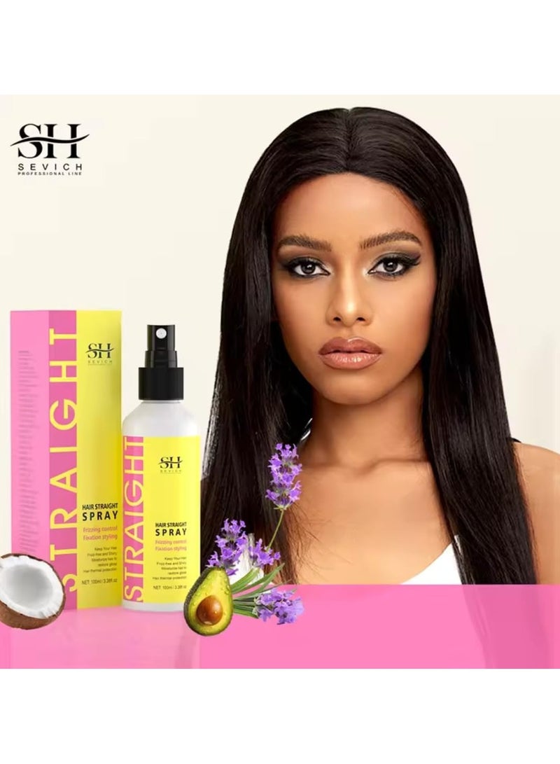 Sevich 100ml Hair Straight Spray Smoothing Hair Thermal Protection Moisturize and Shine Hair with Coconut Oil and Shea Butte Hair Straightening Spray Frizzing Control Fixation Styling Spray - Image 3