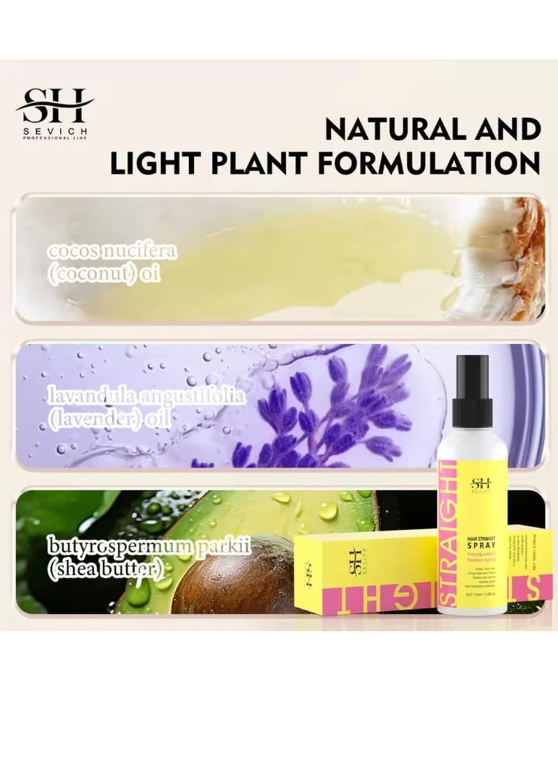 Sevich 100ml Hair Straight Spray Smoothing Hair Thermal Protection Moisturize and Shine Hair with Coconut Oil and Shea Butte Hair Straightening Spray Frizzing Control Fixation Styling Spray - Image 5