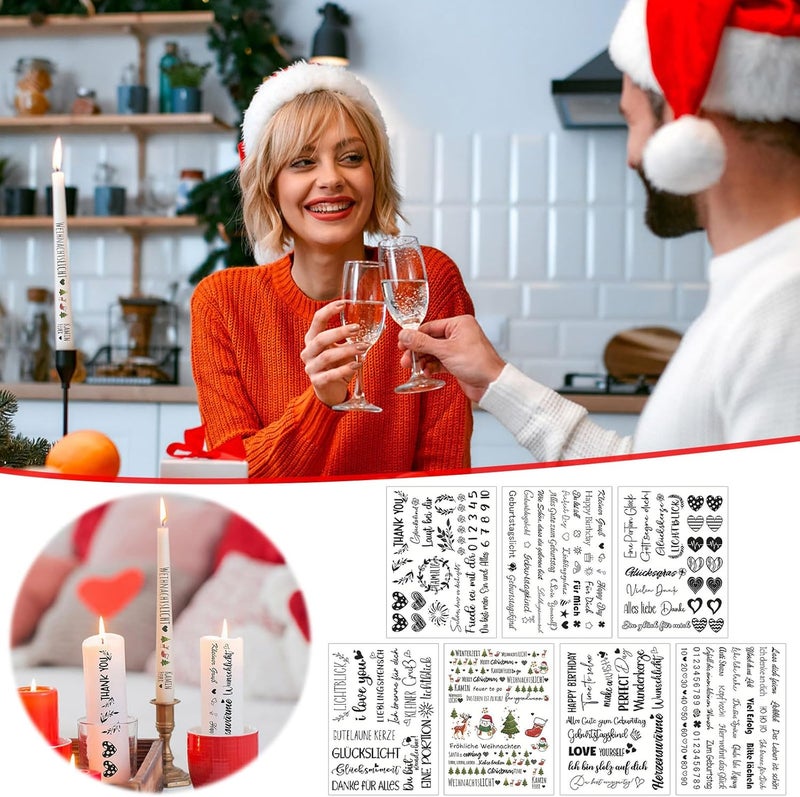 كلاراكو ملصق مائي خفيف الوزن لتزيين الشموع، ديكور شموع بموضوع نشاط مزاجي، ملصق مائي على شكل رجل ثلج بشموع عيد الميلاد، ديكور شموع بموضوع نشاط مزاجي، ديكور عيد الميلاد (F) - Image 2